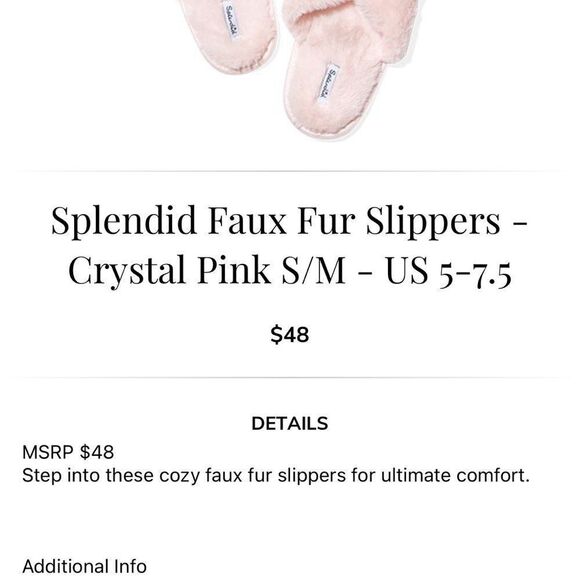 Splendid Faux Fur Crisscross Slippers • Crystal Pink • L/XL • NWT - Picture 9 of 9